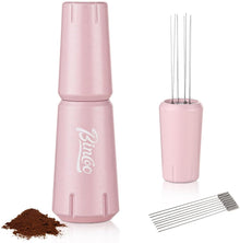 Pink WDT Tool - WDT Espresso Distribution Tool with Stand,Espresso Stirrer Tool for Barista, Stainless Steel 8 Needles 0.4mm,Aluminum Alloy Handle
