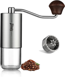 Small Manual Coffee Bean Grinder - 6 Stainless Steel Conical Burr Hand Coffee Grinder with 16 Adjustable Setting, Double Bearing Hand Espresso Grinder