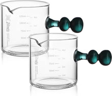 Espresso Shot Glasses Set of 2-120ml Espresso Cup with Handle and Single Spout, Clear Espresso Measuring Cup Glass for Barista Coffee Measure