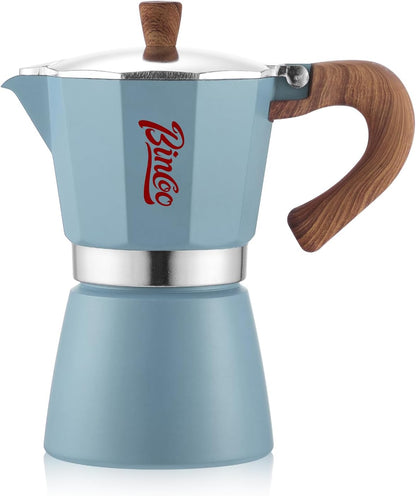 Bincoo Espresso Maker Stovetop, Moka Pot 6 Cups, Espresso Pot Classic Italian Coffee Maker,Single Safety Valve (White, 6 Cup)