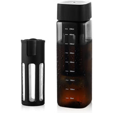 Bincoo 480ml Portable Cold Brew Cup with Removable Filter&Clean Brush, Tritan Plastic Iced Coffee Maker, Rectangle Small Iced Coffee Cups with Scale for Iced Tea/Coffee BPA Free (Black), GYKF1727
