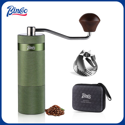 Bincoo GYKF1625 Manual Coffee Grinder - Hand Espresso Grinder with CNC Stainless Steel Conical Burr - Internal Adjustable Setting, Coffee Bean Grinder with Portable Carry Bag (Green)