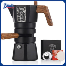 Bincoo GYKF0540 120ML/2 Cup Stovetop Espresso Maker Double Valve Moka Pot with Thermostat Extractor,Italian Espresso Moka Pot with Powder Dispenser and Filter Paper for Home(Black)