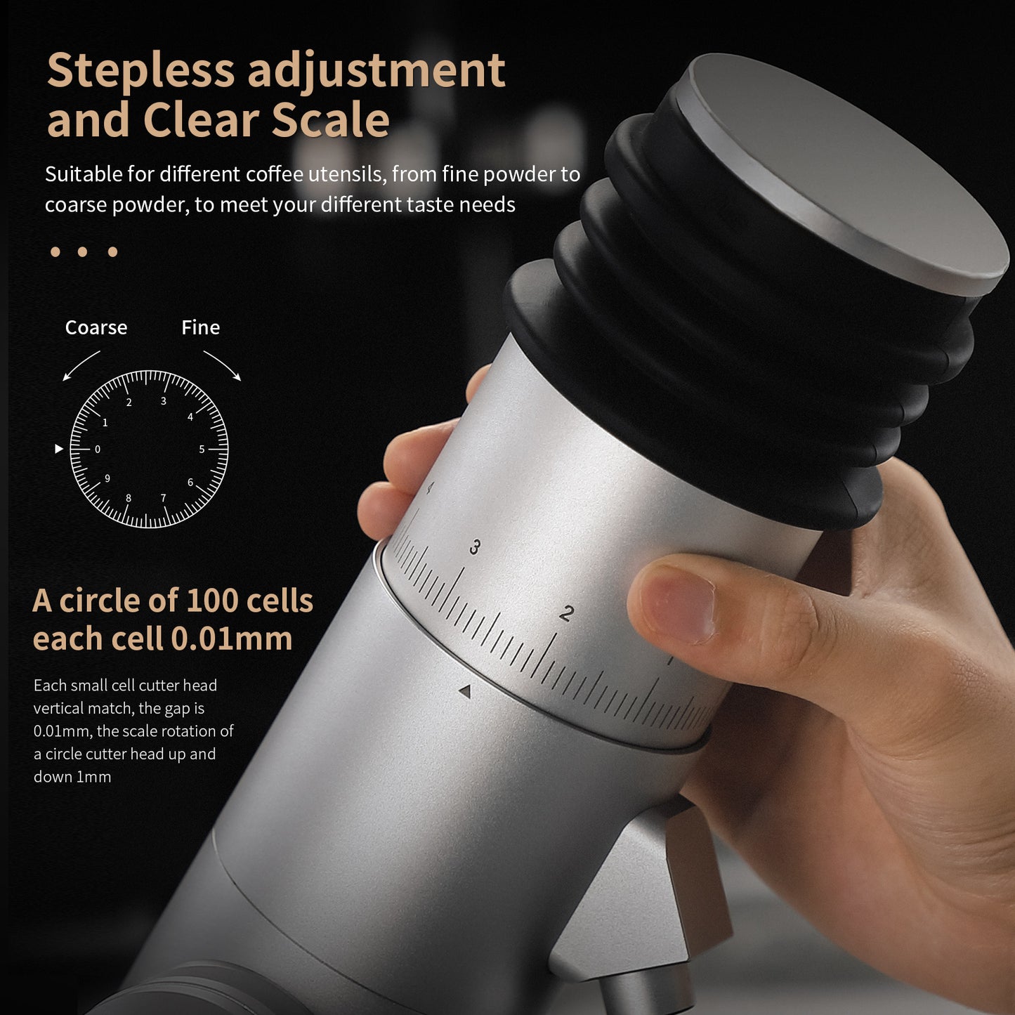 BINCOO BC-DM01 Professional Barista Electric Coffee Bean Grinder Aluminum Alloy Fuselage Titanium Conical Burr Commercial Household Tool