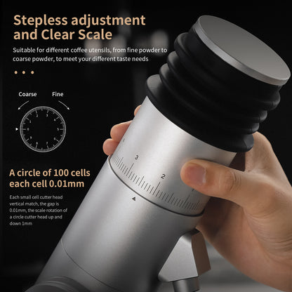 BINCOO BC-DM01 Professional Barista Electric Coffee Bean Grinder Aluminum Alloy Fuselage Titanium Conical Burr Commercial Household Tool