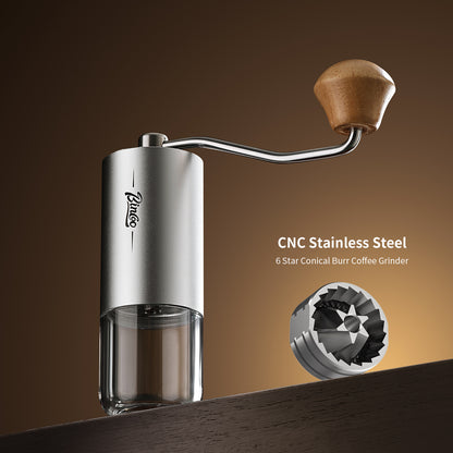 Bincoo GYKF1881 Portable Manual Coffee Bean Grinder - Stainless Steel Conical Burr Hand Coffee Grinder with Adjustable Setting,Double Bearing Hand Espresso Grinder (White)
