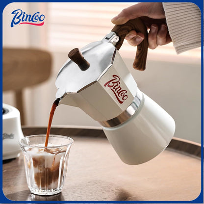 Bincoo Espresso Maker Stovetop, Moka Pot 6 Cups, Espresso Pot Classic Italian Coffee Maker,Single Safety Valve (White, 6 Cup)