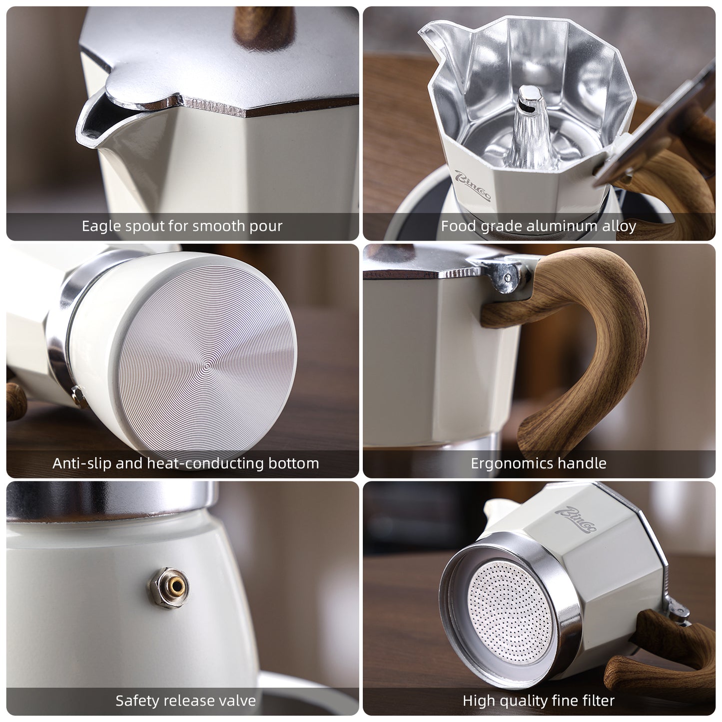 Bincoo Stovetop Espresso Maker - Italian Coffee Maker 5oz, Classic Aluminum Moka Pot for Italian and Cuban Café Brewing, 2-3 Espresso Cup (Blue (150ML))