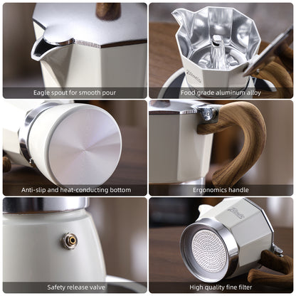 Bincoo Stovetop Espresso Maker - Italian Coffee Maker 5oz, Classic Aluminum Moka Pot for Italian and Cuban Café Brewing, 2-3 Espresso Cup (Blue (150ML))