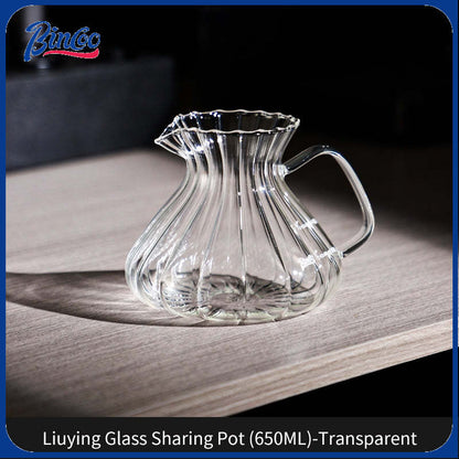 BINCOO Coffee Glass Pour-Over Kettle V60 Glass Filter Set for Home Office and Outdoor 500ML/650ML