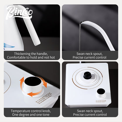 Bincoo E1K 1000ML Temperature Control Gooseneck Kettle, Electric Pour Over Coffee Kettle, Stainless Steel Fast Heating Water Kettle for Home Barista Brewing