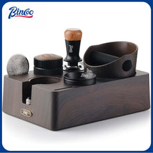 BINCOO Coffee Deep Wood Grain Powder Press Base Cloth Powder Dispenser Powder Press Hammer Set Espresso Coffee Utensils 51MM/58MM
