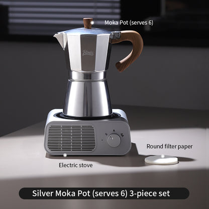 BINCOO Single Valve Moka Pot Stovetop Coffee Maker, 3rd Gen Pressure Boost Espresso Pot with Comfort Wood Handle for Home Barista Perfect Flavor Brewing