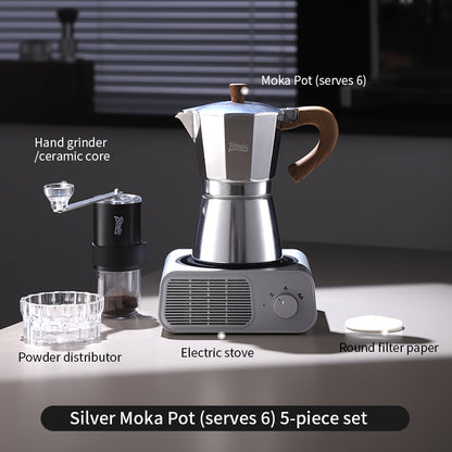 BINCOO Single Valve Moka Pot Stovetop Coffee Maker, 3rd Gen Pressure Boost Espresso Pot with Comfort Wood Handle for Home Barista Perfect Flavor Brewing
