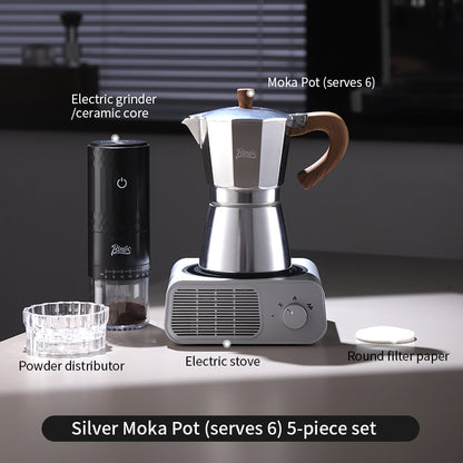 BINCOO Single Valve Moka Pot Stovetop Coffee Maker, 3rd Gen Pressure Boost Espresso Pot with Comfort Wood Handle for Home Barista Perfect Flavor Brewing