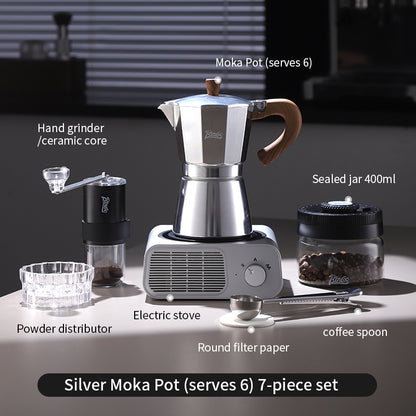 BINCOO Single Valve Moka Pot Stovetop Coffee Maker, 3rd Gen Pressure Boost Espresso Pot with Comfort Wood Handle for Home Barista Perfect Flavor Brewing