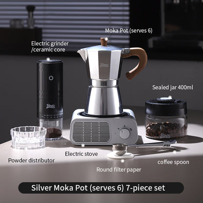 BINCOO Single Valve Moka Pot Stovetop Coffee Maker, 3rd Gen Pressure Boost Espresso Pot with Comfort Wood Handle for Home Barista Perfect Flavor Brewing