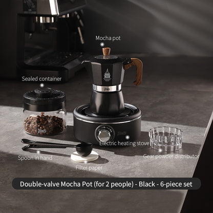 Bincoo Double Valve Moka Pot - High Pressure Stovetop Espresso Maker with Rich Crema, Food-Grade Aluminum, Italian Style Coffee Pot with Transparent Lid for Home Brewing