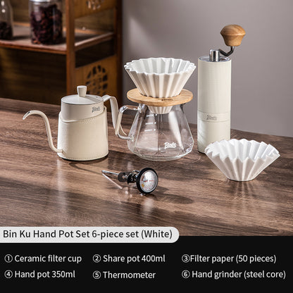 Bincoo Ceramic Pour Over Coffee Maker Set 400ml Glass Carafe with 50pcs Filter Papers