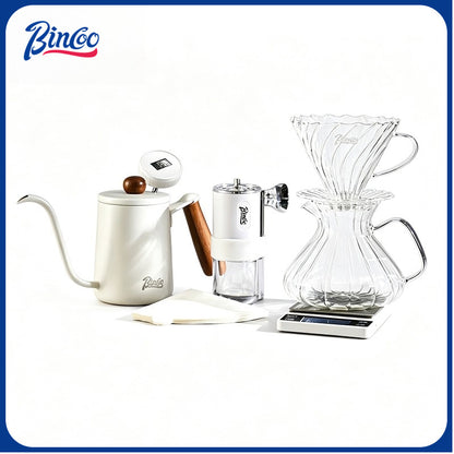 BINCOO Hand Brewing Coffee Maker Set Home Manual Coffee Grinder Pour-Over Coffee Maker with Thermometer Set