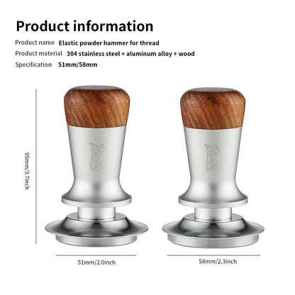 Espresso Tamper 51mm - Level Coffee Tamper for Espresso Machine Accessories,Stainless Steel Ripple Base,Spring Loaded