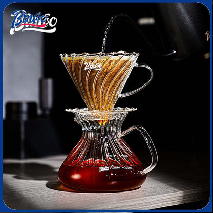 BINCOO Coffee Glass Pour-Over Kettle V60 Glass Filter Set for Home Office and Outdoor 500ML/650ML