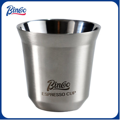 BINCOO Espresso Measuring Cups Stainless Steel Small Milk Jar Double Ounce Cups with Electronic Weighing Set 80ML