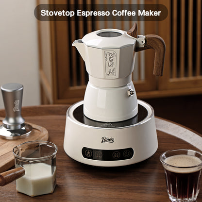 Bincoo Premium Moka Pot Set 6 Color Options Dual Valve System Compact Italian Coffee Maker for Stovetop Brewing