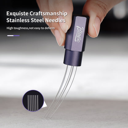 Magnetic WDT Tool - Espresso Stirrer Tool, WDT Espresso Distribution Tool with 6 Stainless Steel Needles and Metal Plate,Easy to Storage and Strong Magnetic
