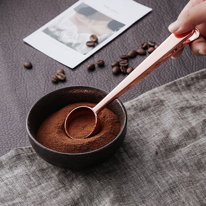 BINCOO Stainless Steel Coffee Bean Long Handle Measuring Spoon Sealing Clip Special Spoon Coffee Appliance Accessories