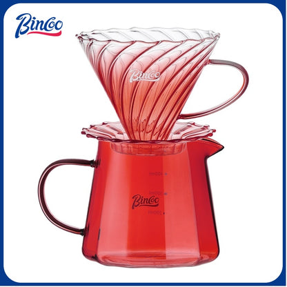 BINCOO Hand-brewed Coffee Pot Set Glass Sharing Pot with Filter Cup V60 Manual Coffee Grinder Coffee Utensil Set 500ML/700ML
