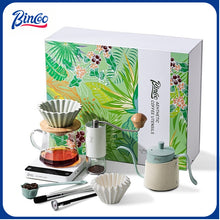 BINCOO Hand Brewed Coffee Pot Gift Set Household Hand Brewing Pot with Manual Grinder Coffee Filter Cup with Sharing Pot Set Best Gift