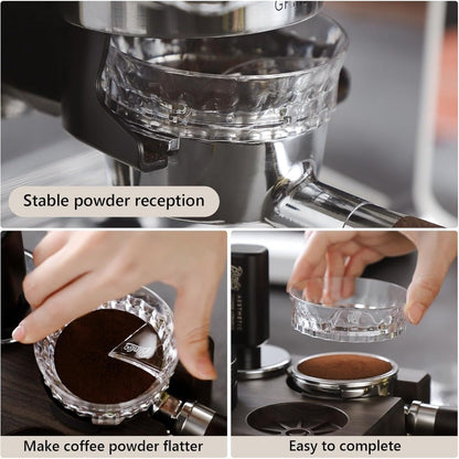 Bincoo Portafilter Funnel Dispenser 51/58mm,Coffee Dosing Funnel With 100pcs Filter Paper, Anti-Flying Powder Espresso Dosing Funnel With Magnetic, Allow 360°Rotation (51MM)