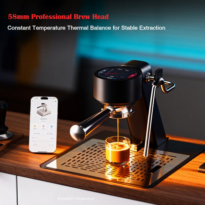 Bincoo Espresso Machine with Touch Screen | 15‑Bar Extraction, Milk Steam Wand, Compact Semi‑Automatic Coffee Maker for Home Barista