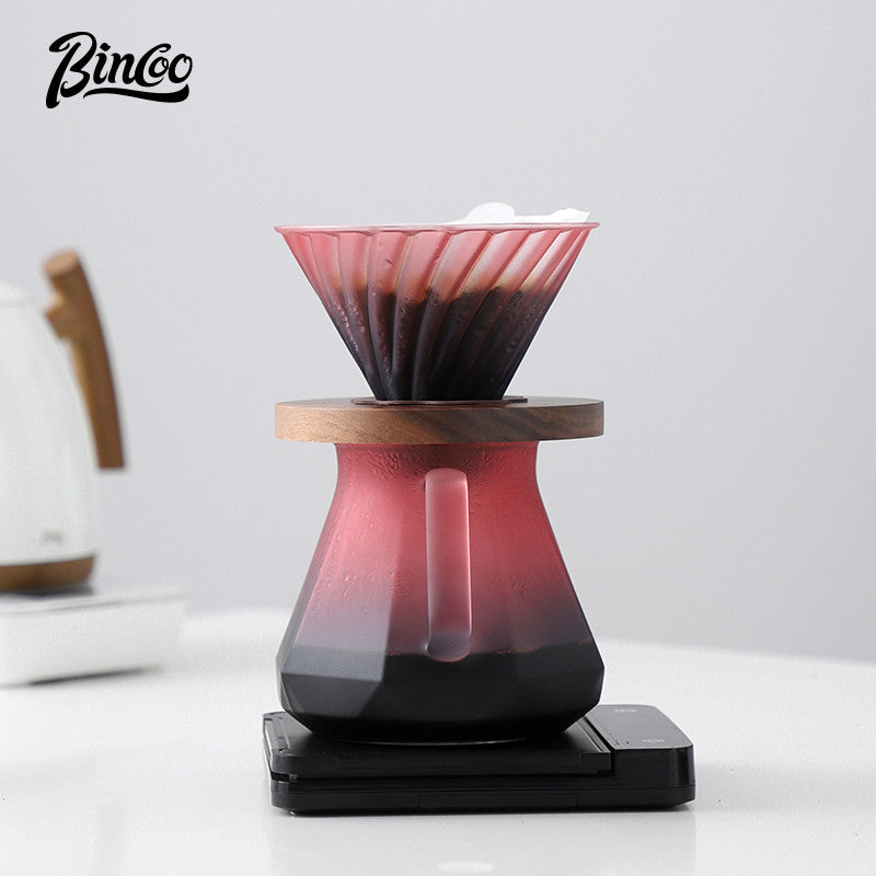 Bincoo Pour Over Coffee Maker Hand Brewing Coffee Pot Set Blackberry Filter Cup Sharing Pot Glass Pot Set 600ML