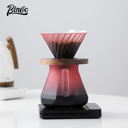 Bincoo Pour Over Coffee Maker Hand Brewing Coffee Pot Set Blackberry Filter Cup Sharing Pot Glass Pot Set 600ML