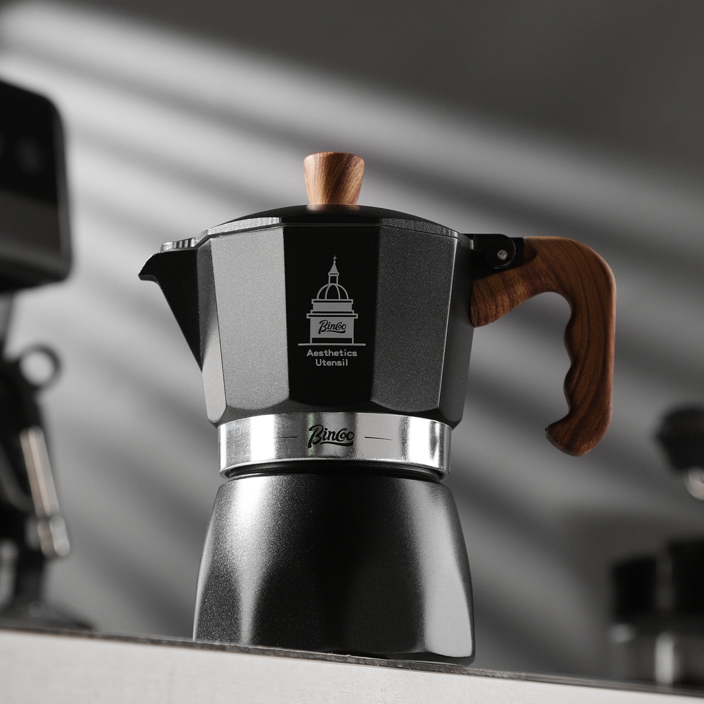 Bincoo Stovetop Espresso Maker,Classic Aluminum Italian Coffee Maker,2Cups Moka Pot for Italian and Cuban Café Brewing, Double Valve Extraction (White-Black, 2 Cups)