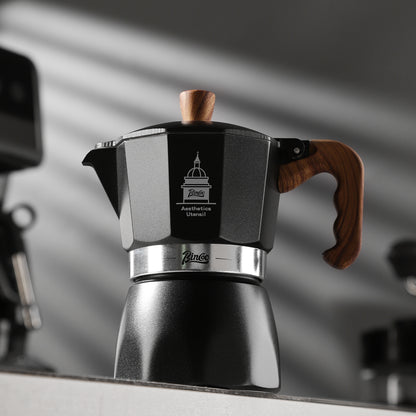 Bincoo Stovetop Espresso Maker,Classic Aluminum Italian Coffee Maker,2Cups Moka Pot for Italian and Cuban Café Brewing, Double Valve Extraction (White-Black, 2 Cups)