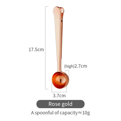 Bincoo Coffee Spoon with Clip 304 Stainless Steel Milk Coffee Powder Ice-cream Scoop Tea Coffee Measuring Spoon Kitchen Supply Powder Measuring Tools