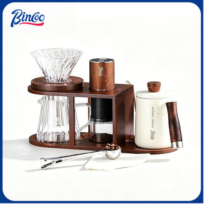 BINCOO Pour Over Coffee Set with Electric Coffee Grinder & Storage Stand Complete Pour Over Coffee Accessories Kit