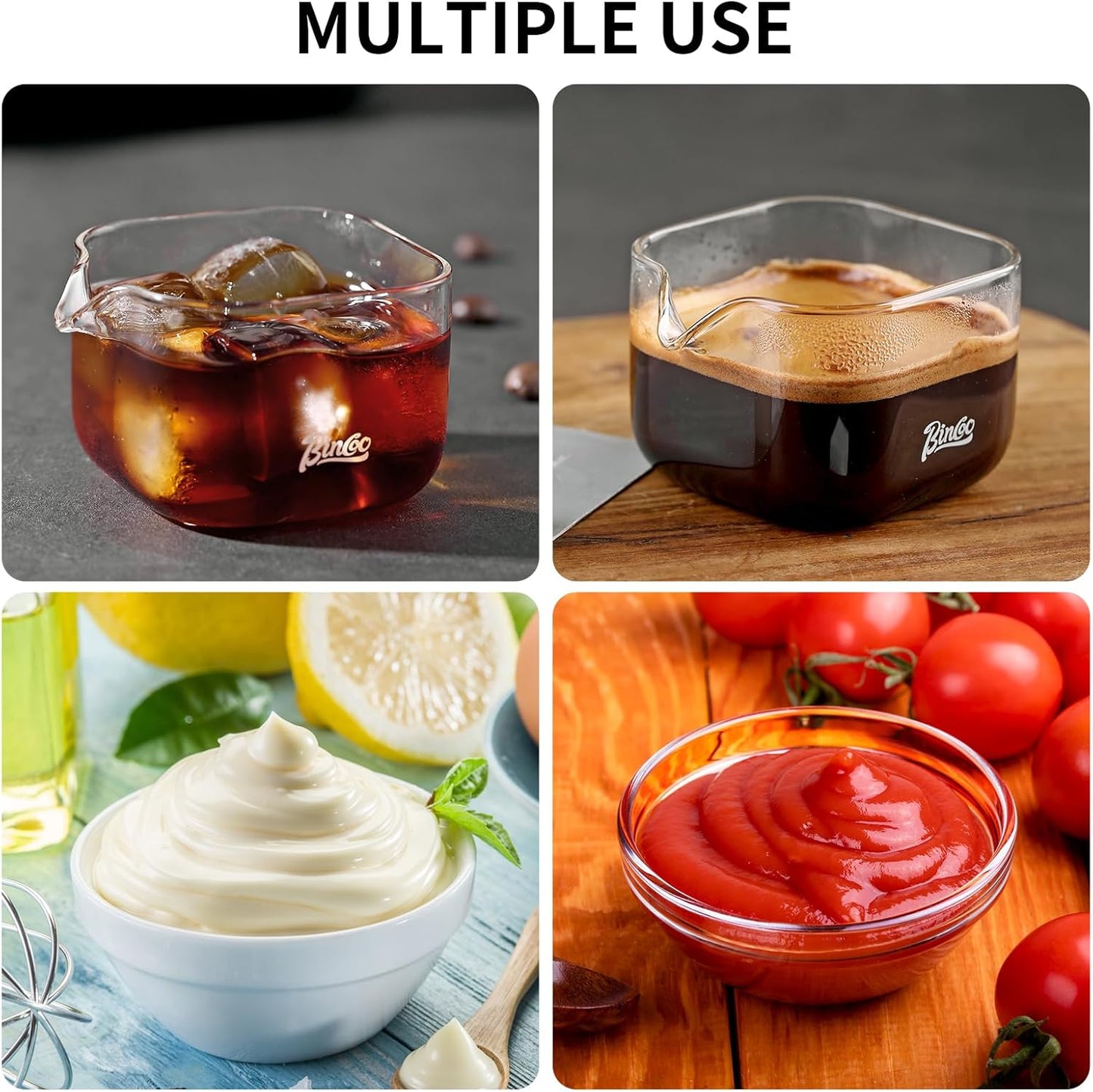 Bincoo Espresso Cups 2-Pack, Espresso Measuring Cup, Espresso Shot Glass V-shape, Espresso Accessories, Glass Measuring Cup, Clear