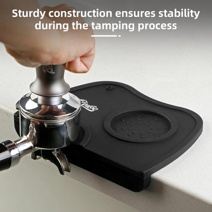 Silicone Coffee Tamper Mat,Rubber Espresso Tamping Pad for Barista Tool Home Kitchen Bar Coffee Shop,Double Hole Corner Edge