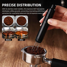 WDT Espresso Distribution Tool - Magnetic Espresso Stirrer Tool with Stainless Steel Retractable Needles, Coffee Needle Distribution Stirrer for Barista, with Extra 6 Needles (Black)