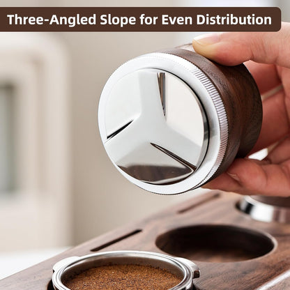 58mm Coffee Distributor,Heavy Duty Coffee Levelling Tool, Adjustable Depth Espresso Tamper Coffee Leveler with Walnut Wood Handle (58mm)