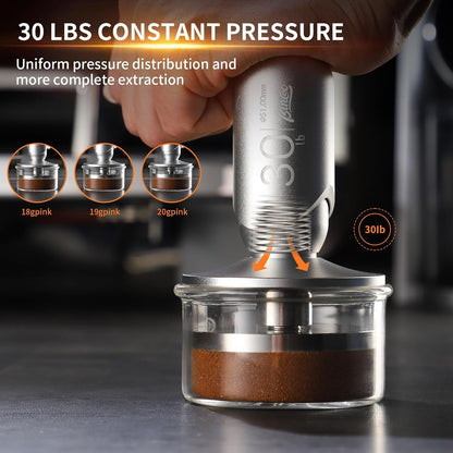 Bincoo Espresso Coffee Tamper 51mm,30lb Spring-Loaded Calibrated Tamper-Stainless Steel Base Espresso Coffee Tamper for Barista Home Coffee Espresso Accessories (Black, 51mm)