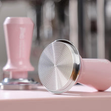 Coffee Tamper 58mm - Pink Espresso Coffee Tamper with Calibrated Spring Loaded and Stainless Steel Base, Constant Espresso Accessories, Adjustable Depth