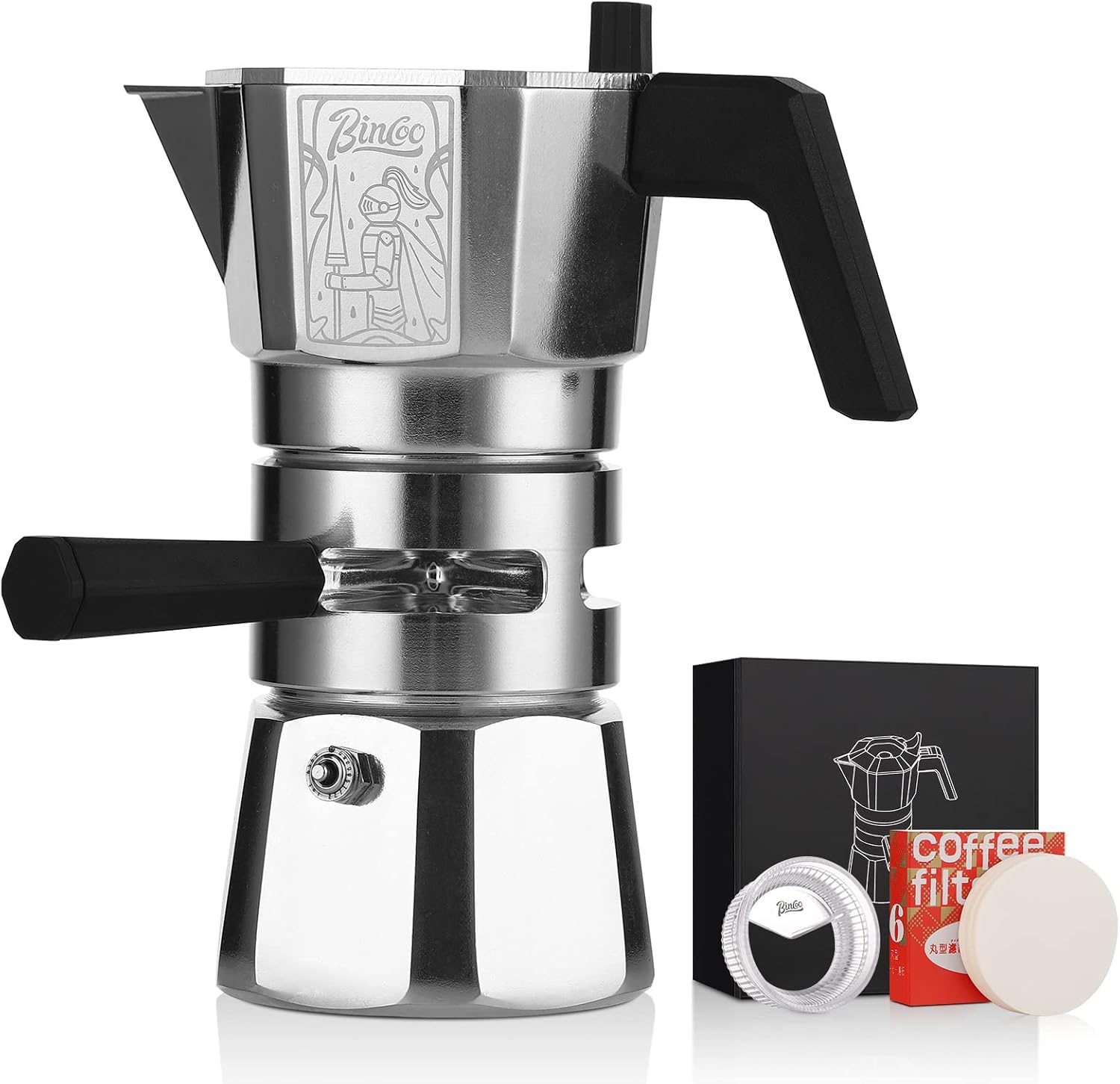 Bincoo 120ML/2 Cup Stovetop Espresso Maker Double Valve Moka Pot with –  Bincoo Coffee