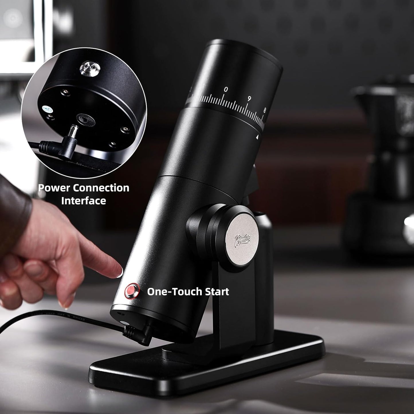 Electric Burr Coffee Grinder - Stepless Adjustment Electric Espresso Grinder with CNC Stainless Steel Conical Burr and Magnetic Lid & Dosing Cup (Black)