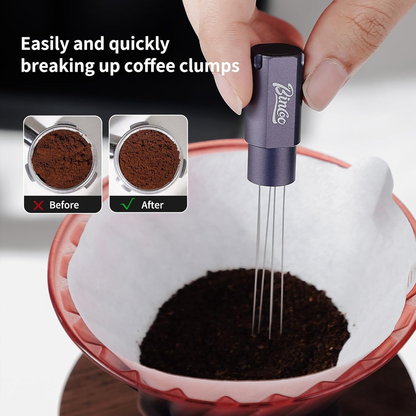 Magnetic WDT Tool - Espresso Stirrer Tool, WDT Espresso Distribution Tool with 6 Stainless Steel Needles and Metal Plate,Easy to Storage and Strong Magnetic