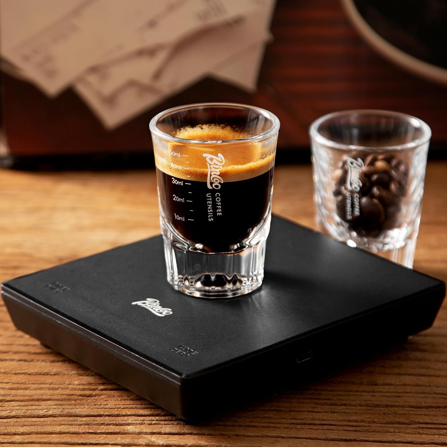 Espresso Shot Glasses 2 Pack - 50ml Espresso Measuring Cup Liquid Heavy Glass for Baristas for Single Shot